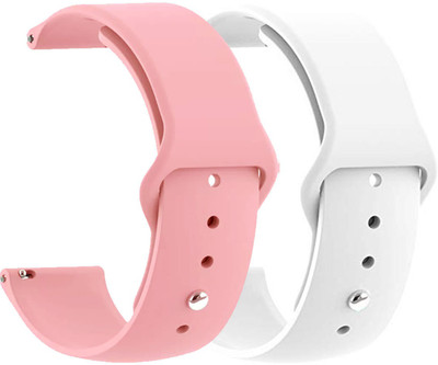 AOnes Pack of 2 Silicone Belt Watch Strap for Pebble Matrix Smart Watch Strap(Pink, White)