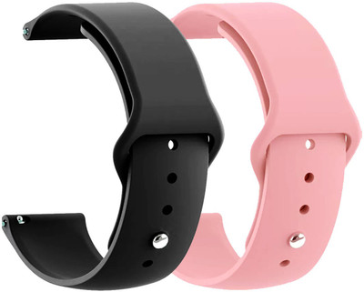AOnes Pack of 2 Silicone Belt Watch Strap for Noise Color Fit Ultra 2 Smart Watch Strap(Black, Pink)