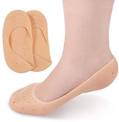 PRT Anti Crack Full Length Silicone Protector Moisturize Socks Heel Support Beige Heel Support