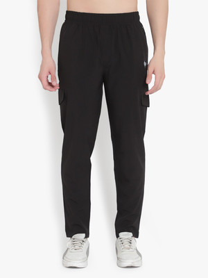 John Ally Solid Men Black Track Pants