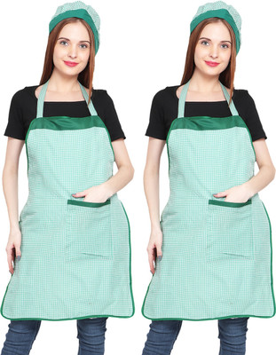 JMI Polyester Chef's Apron - Free Size(Green, Pack of 2)