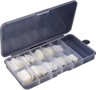 UniTale 100 Pcs Celeb Style Reusable Fake Nails Extension Empress Curve With Strong Glue Natural White(Pack of 100)