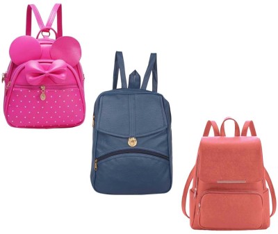 QUASHIMI COLLECTION BP-2-pnk-2in1+nvy-blu-psh-lck+pch-pauch-pitthu-cmbo 6 L Backpack(Pink, Blue, Orange)