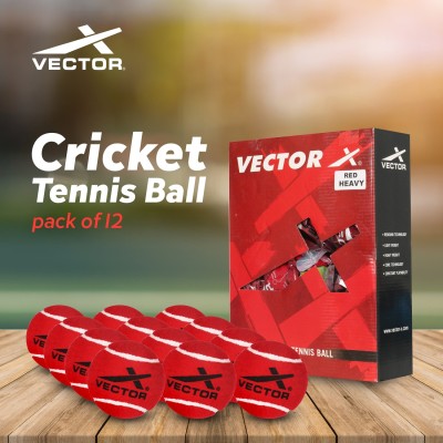 VECTOR X Heavy-Red Cricket Tennis Ball(Pack of 12)