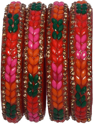 OJHA Glass Pearl Bangle Set(Pack of 8)