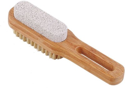 Magnusdeal Bamboo double-sided Pumice Stone and Bristle Brush