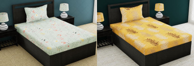 Flipkart SmartBuy 144 TC Microfiber Single Printed Flat Bedsheet(Pack of 2, Yellow)