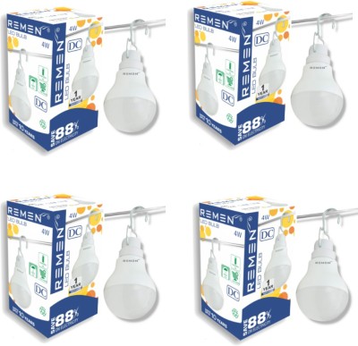 REMEN 4 W Standard Plug & Play LED Bulb(White, Pack of 4)