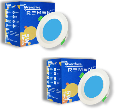REMEN 5 W Basic Round LED Bulb(Blue, Pack of 2)