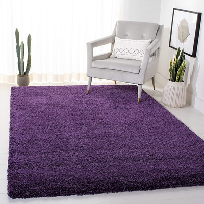 Shag Weaving Purple Polyester Carpet(3 ft,  X 5 ft, Rectangle)