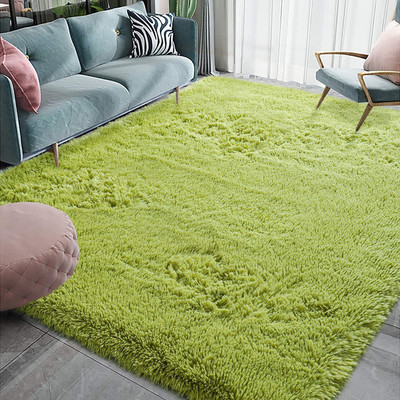 AyanCarpets Green Polyester Carpet(2 ft,  X 3 ft, Rectangle)