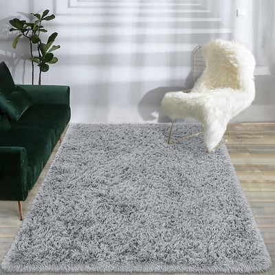 Acarpet Grey Polyester Carpet(4 ft,  X 6 ft, Rectangle)