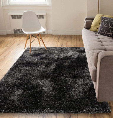 Acarpet Black Polyester Carpet(3 ft,  X 5 ft, Rectangle)