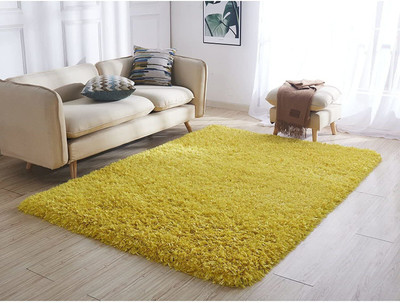 Acarpet Yellow Polyester Carpet(4 ft,  X 6 ft, Rectangle)