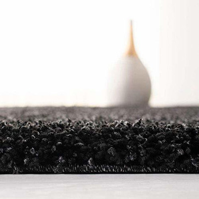 Acarpet Black Polyester Carpet(5 ft,  X 7 ft, Rectangle)