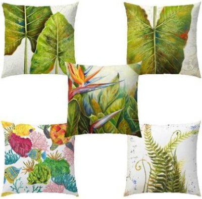 Pawar Handloom Self Design Cushions Cover(Pack of 5, 40.64 cm*40.64 cm, Green)