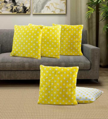 Jinaya's Cotton Cushions Cover(Pack of 5, 41 cm*41 cm, Yellow)