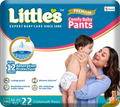 Little's Comfy Baby Pants Diapers with Wetness Indicator and 12 hours Absorption - XXL(22 Pieces)