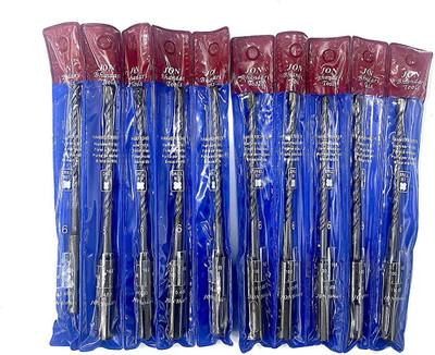 Jon Bhandari Tools 6 X 160 SDS Carbide Tipped Rotary Hammer Drill Bit Set, pack of 10pc (6 X 160)