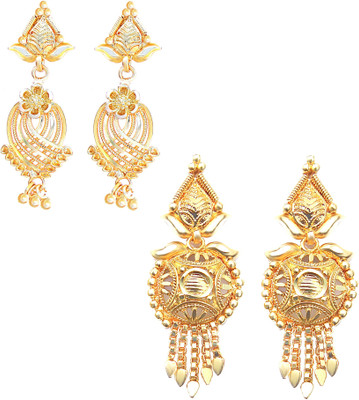 oh wow one gram micro gold plated combo stud eaerring for women pack of 2 Copper Drops & Danglers