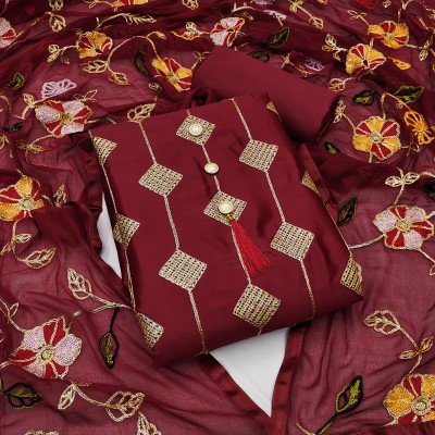 MEHZEEL FAB Cotton Blend Embroidered Salwar Suit Material