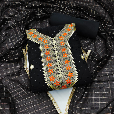 NK Enterprise Georgette Embroidered Salwar Suit Material