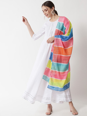 Vaani Creation Flared/A-line Gown(White)