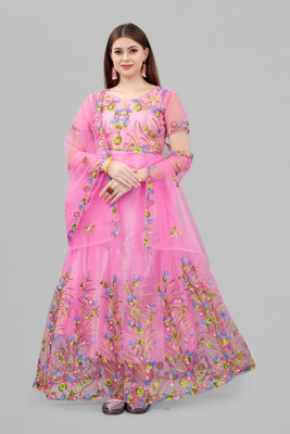 Apnisha Net/Lace Embroidered Gown/Anarkali Kurta & Bottom Material