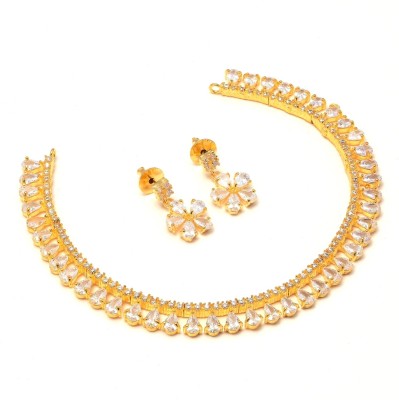 Jewar Mandi Brass Gold-plated White, Gold Jewellery Set(Pack of 1)