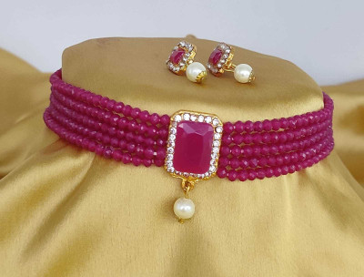 YASRAJ Alloy Gold-plated Pink Jewellery Set(Pack of 1)