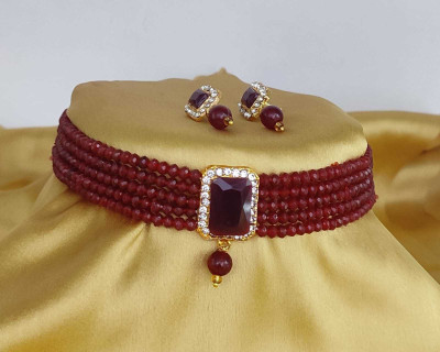 padmawati Alloy Gold-plated Maroon Jewellery Set(Pack of 1)