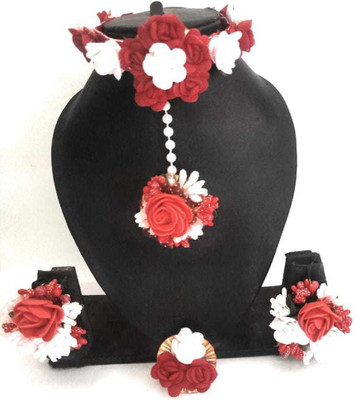 BALIKA VADHU Fabric Red, White Jewellery Set(Pack of 1)
