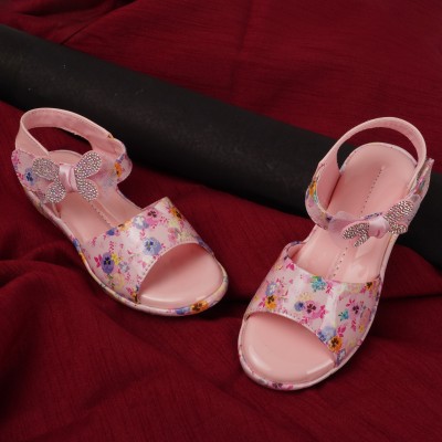 LNG Lifestyle Girls Velcro Strappy Sandals(Beige)