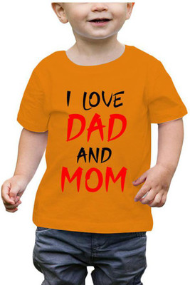 RAINBOWTEES Baby Boys & Baby Girls Typography Pure Cotton Regular T Shirt(Orange, Pack of 1)