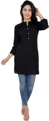 RACHNA FASHION Women Solid Straight Kurta(Black)