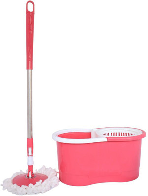 Sorath Spin Mop Red Bucket Set with Pull Handle, Wheels for Home & Office Floor Mop Set(Red)