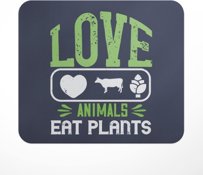 LASTWAVE love animals, eat plants, Vegan Deisgn Graphic Printed Mouse Pad for Computer Mousepad(Multicolor)