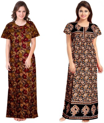 Cauchy Women Nighty Set(Multicolor)