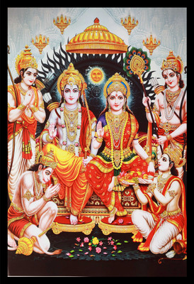 Mmory Beautiful Decorative Ram Darbar Wall Decor Art Painting Digital Reprint 12 inch x 9 inch Painting(With Frame)