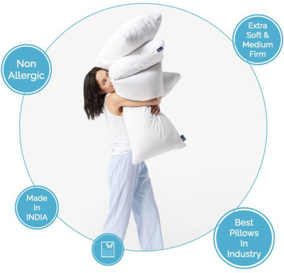 Sleep Yoga Microfibre Solid Sleeping Pillow Pack of 2(White)