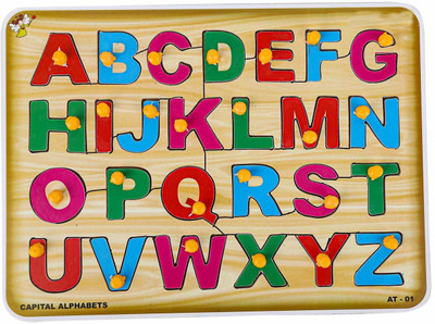 FORSIKHA Wooden Alphabet Educational Board Puzzle Baby brain tester with Knobs Toy(1 Pieces)