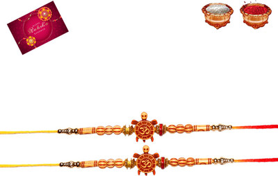 RUBBICK Designer Rakhi for Brothers set Of 2_19 Assorted Rakhi  Set(2 RAKHI, 1 ROLI KUMKUM, 1 GREETING CARD)