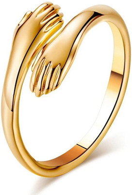 Airtick Love Forever Golden Valentine's Day Adjustable Hand Hug Me Thumb Finger Ring Metal Gold Plated Ring
