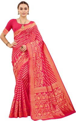 Om Shantam sarees Self Design, Woven Banarasi Art Silk Saree(Pink)