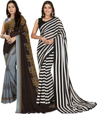 Anand Sarees Printed Daily Wear Georgette Saree(Pack of 2, Multicolor)