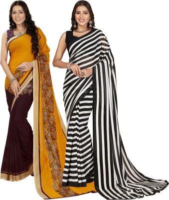 Anand Sarees Printed Daily Wear Georgette Saree(Pack of 2, Multicolor)