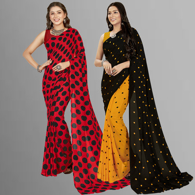 kashvi sarees Polka Print Daily Wear Georgette Saree(Pack of 2, Multicolor)