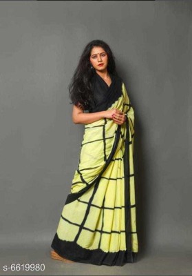 Monica Enterprises Printed Bollywood Cotton Blend Saree(Yellow)