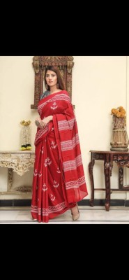 Monica Enterprises Printed Bollywood Cotton Blend Saree(Red)