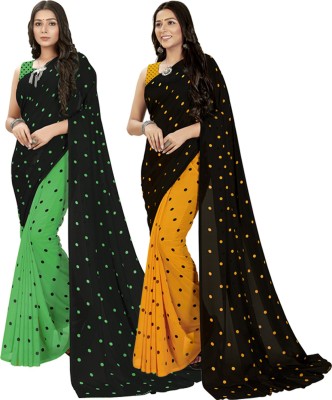 Anand Sarees Floral Print, Polka Print Daily Wear Georgette Saree(Pack of 2, Multicolor)